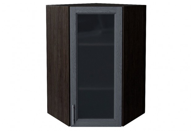 Шкаф верхний угловой остекленный Сканди Graphite Softwood / Graphite 60 х 60 х 92 см