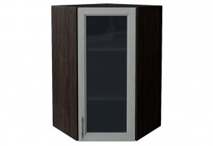 Шкаф верхний угловой остекленный Сканди Grey Softwood / Graphite 60 х 60 х 92 см
