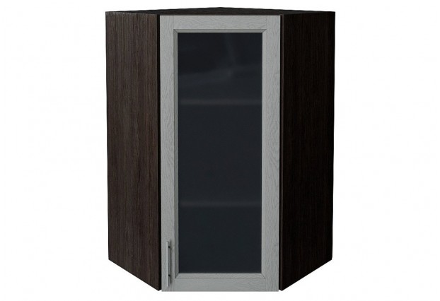 Шкаф верхний угловой остекленный Сканди Grey Softwood / Graphite 60 х 60 х 92 см
