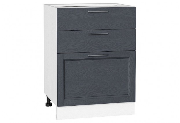 Шкаф нижний с 3-мя ящиками Сканди Graphite Softwood / Белый 60 х 48 х 81,6 см
