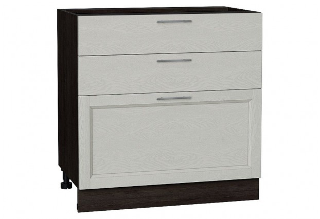 Шкаф нижний с 3-мя ящиками Сканди Cappuccino Softwood / Graphite 80 х 48 х 81,6 см
