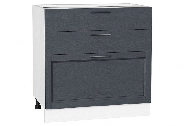 Шкаф нижний с 3-мя ящиками Сканди Graphite Softwood / Белый 80 х 48 х 81,6 см