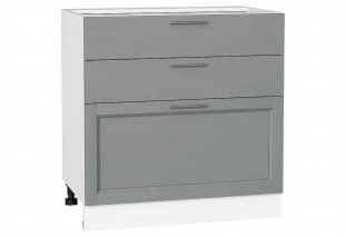 Шкаф нижний с 3-мя ящиками Сканди Grey Softwood / Белый 80 х 48 х 81,6 см