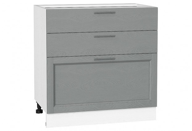 Шкаф нижний с 3-мя ящиками Сканди Grey Softwood / Белый 80 х 48 х 81,6 см