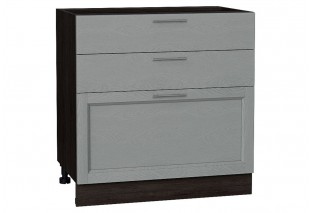 Шкаф нижний с 3-мя ящиками Сканди Grey Softwood / Graphite 80 х 48 х 81,6 см