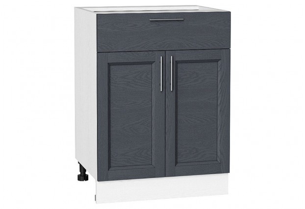 Шкаф нижний с 2-мя дверцами и ящиком Сканди Graphite Softwood / Белый 60 х 48 х 81,6 см