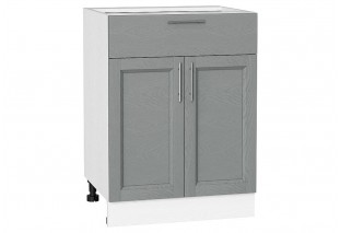 Шкаф нижний с 2-мя дверцами и ящиком Сканди Grey Softwood / Белый 60 х 48 х 81,6 см