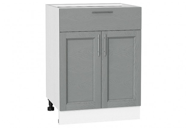 Шкаф нижний с 2-мя дверцами и ящиком Сканди Grey Softwood / Белый 60 х 48 х 81,6 см