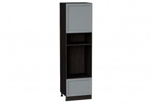 Шкаф пенал с 1-ой дверцей и ящиком под технику Сканди Grey Softwood / Graphite 60 х 57,6 х 213,2 см