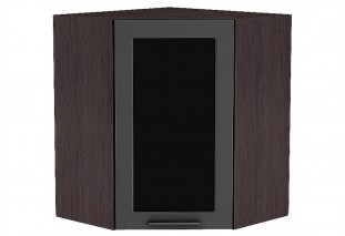 Шкаф верхний угловой остекленный Глетчер Маренго Силк / Graphite 60 х 60 х 71,6 см