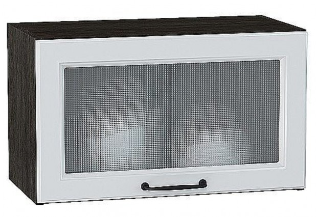 Шкаф верхний горизонтальный остекленный Ницца Blanco / Graphite 60 х 31,8 х 35,8 см
