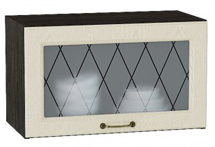 Шкаф верхний горизонтальный остекленный Ницца Дуб крем / Graphite 60 х 31,8 х 35,8 см