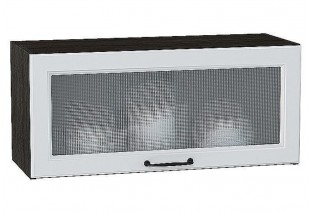 Шкаф верхний горизонтальный остекленный Ницца Blanco / Graphite 80 х 31,8 х 35,8 см