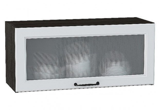 Шкаф верхний горизонтальный остекленный Ницца Blanco / Graphite 80 х 31,8 х 35,8 см