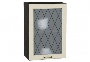 Шкаф верхний с 1-ой остекленной дверцей Ницца Дуб крем / Graphite 50 х 31,8 х 71,6 см