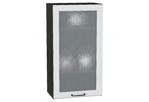 Шкаф верхний с 1-ой остекленной дверцей Ницца Blanco / Graphite 50 х 31,8 х 92 см