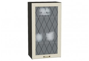 Шкаф верхний с 1-ой остекленной дверцей Ницца Дуб крем / Graphite 50 х 31,8 х 92 см