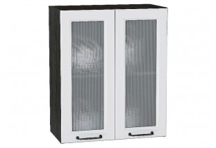Шкаф верхний с 2-мя остекленными дверцами Ницца Blanco / Graphite 60 х 31,8 х 71,6 см