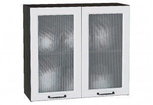 Шкаф верхний с 2-мя остекленными дверцами Ницца Blanco / Graphite 80 х 31,8 х 71,6 см
