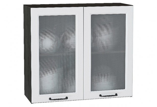 Шкаф верхний с 2-мя остекленными дверцами Ницца Blanco / Graphite 80 х 31,8 х 71,6 см