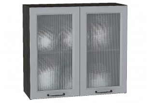 Шкаф верхний с 2-мя остекленными дверцами Ницца Magnum / Graphite 80 х 31,8 х 71,6 см