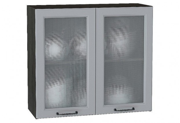 Шкаф верхний с 2-мя остекленными дверцами Ницца Magnum / Graphite 80 х 31,8 х 71,6 см