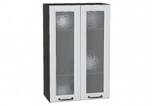 Шкаф верхний с 2-мя остекленными дверцами Ницца Blanco / Graphite 60 х 31,8 х 92 см