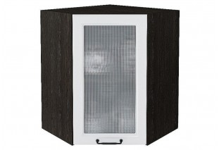Шкаф верхний угловой остекленный Ницца Blanco / Graphite 60 х 60 х 71,6 см