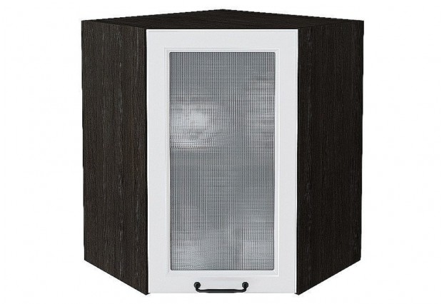 Шкаф верхний угловой остекленный Ницца Blanco / Graphite 60 х 60 х 71,6 см