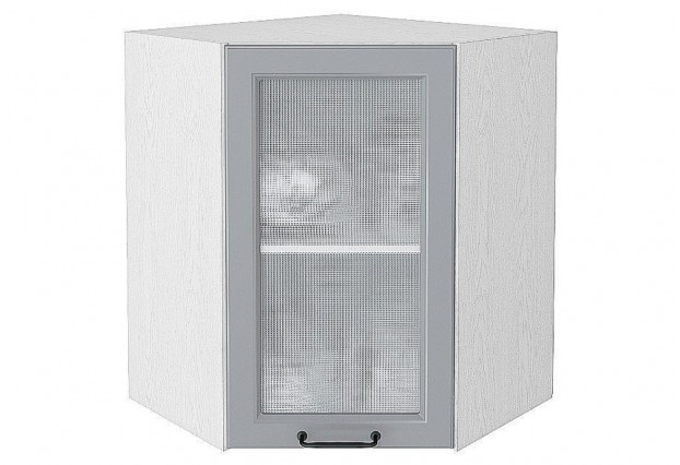 Шкаф верхний угловой остекленный Ницца Magnum / Белый 60 х 60 х 71,6 см