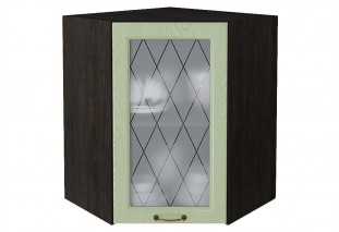 Шкаф верхний угловой остекленный Ницца Дуб оливковый / Graphite 60 х 60 х 71,6 см