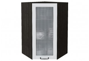 Шкаф верхний угловой остекленный Ницца Blanco / Graphite 60 х 60 х 92 см