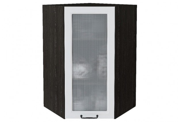Шкаф верхний угловой остекленный Ницца Blanco / Graphite 60 х 60 х 92 см