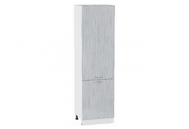 Шкаф пенал с 2-мя дверцами Валерия-М Серый металлик дождь светлый / Белый 60 х 57,4 х 213,2 см