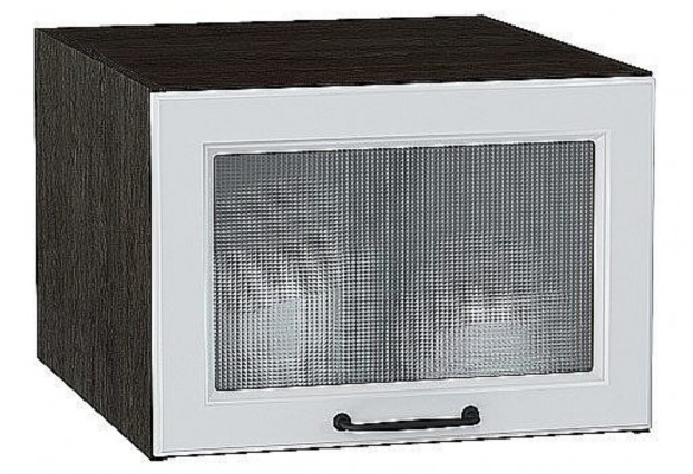 Шкаф верхний горизонтальный остекленный глубокий Ницца Blanco / Graphite 50 х 57,4 х 35,8 см