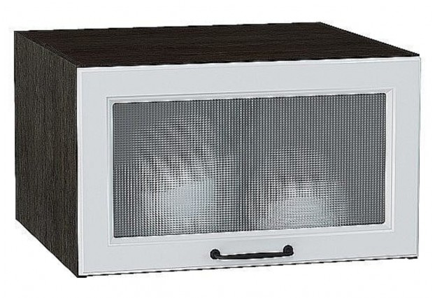 Шкаф верхний горизонтальный остекленный глубокий Ницца Blanco / Graphite 60 х 57,4 х 35,8 см