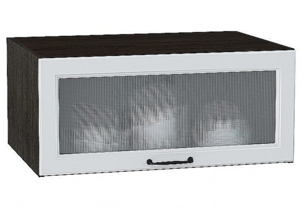 Шкаф верхний горизонтальный остекленный глубокий Ницца Blanco / Graphite 80 х 57,4 х 35,8 см