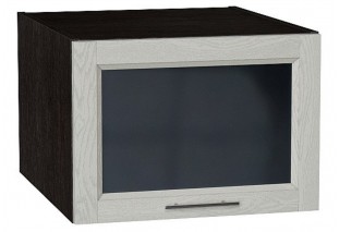Шкаф верхний горизонтальный остекленный глубокий Сканди Cappuccino Softwood / Graphite 50 х 57,6 х 35,8 см