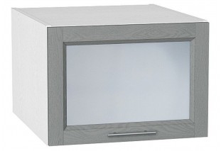Шкаф верхний горизонтальный остекленный глубокий Сканди Grey Softwood / Белый 50 х 57,6 х 35,8 см
