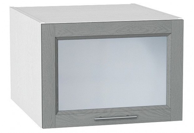 Шкаф верхний горизонтальный остекленный глубокий Сканди Grey Softwood / Белый 50 х 57,6 х 35,8 см