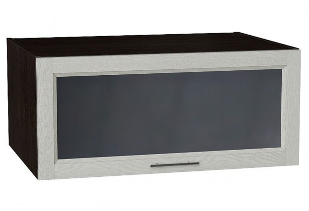 Шкаф верхний горизонтальный остекленный глубокий Сканди Cappuccino Softwood / Graphite 80 х 57,6 х 35,8 см