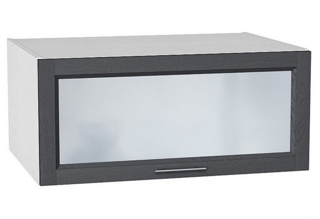 Шкаф верхний горизонтальный остекленный глубокий Сканди Graphite Softwood / Белый 80 х 57,6 х 35,8 см