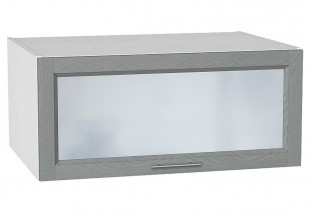Шкаф верхний горизонтальный остекленный глубокий Сканди Grey Softwood / Белый 80 х 57,6 х 35,8 см
