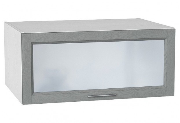 Шкаф верхний горизонтальный остекленный глубокий Сканди Grey Softwood / Белый 80 х 57,6 х 35,8 см