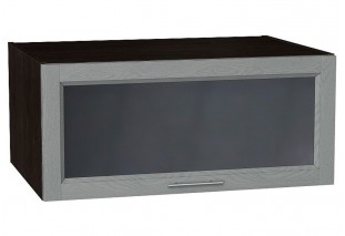 Шкаф верхний горизонтальный остекленный глубокий Сканди Grey Softwood / Graphite 80 х 57,6 х 35,8 см