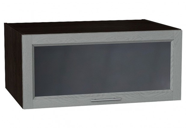Шкаф верхний горизонтальный остекленный глубокий Сканди Grey Softwood / Graphite 80 х 57,6 х 35,8 см