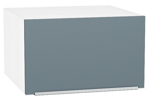 Шкаф верхний горизонтальный глубокий Фьюжн Silky Blue / Белый 60 х 57,6 х 35,8 см