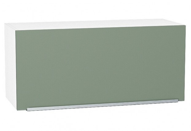 Шкаф верхний горизонтальный Фьюжн Silky Mint / Белый 80 х 32 х 35,8 см