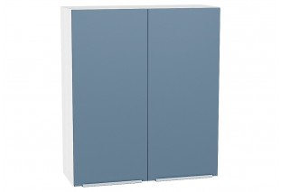 Шкаф верхний с 2-мя дверцами Фьюжн Silky Blue / Белый 80 х 32 х 92 см