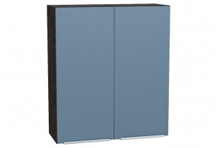 Шкаф верхний с 2-мя дверцами Фьюжн Silky Blue / Graphite 80 х 32 х 92 см